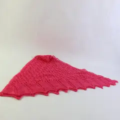 Handmade Openwork Crochet Hot Pink Triangle Scarf 54"