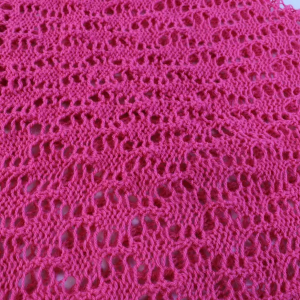 Handmade Openwork Crochet Hot Pink Triangle Scarf 54"