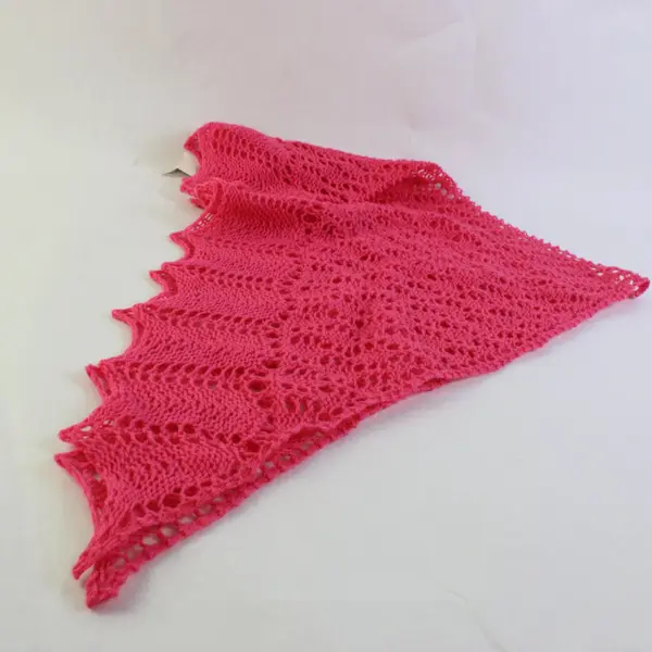 Handmade Openwork Crochet Hot Pink Triangle Scarf 54"