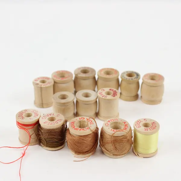 Lot of 14 Vintage Kloster 5 Yd Wooden Thread Spools, 9 Empty