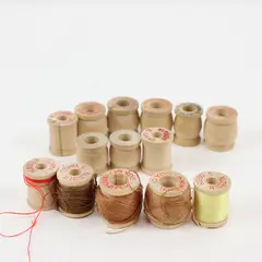 Lot of 14 Vintage Kloster 5 Yd Wooden Thread Spools, 9 Empty