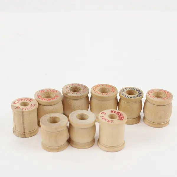 Lot of 14 Vintage Kloster 5 Yd Wooden Thread Spools, 9 Empty