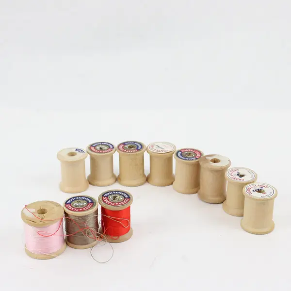 Lot of 11 Wooden Spools of Vintage Coats & Clark's Thread (8 empty)  