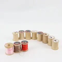 Lot of 11 Wooden Spools of Vintage Coats & Clark's Thread (8 empty)  