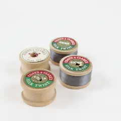 Lot of 4 Wooden Spools of Vintage Coats & Clark's Silk Twists (2 empty) 