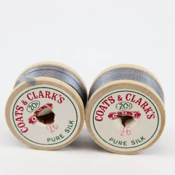 Lot of 4 Wooden Spools of Vintage Coats & Clark's Silk Twists (2 empty) 
