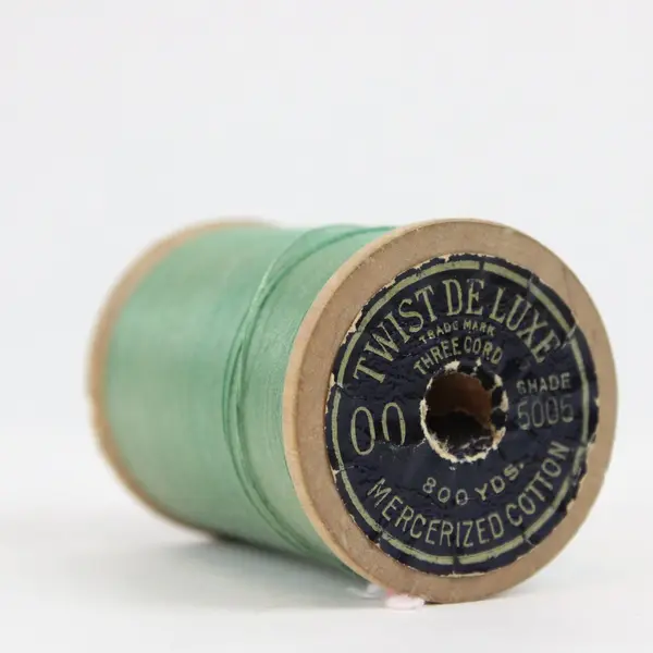 Lot of 3 Wooden Spools of Vintage American Thread Co. - Green, Yellow & Brown  