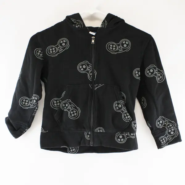 Old Navy Black Controller Zip Up Hoodie Boys Size S (6-7)