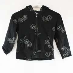 Old Navy Black Controller Zip Up Hoodie Boys Size S (6-7)