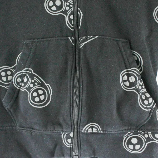 Old Navy Black Controller Zip Up Hoodie Boys Size S (6-7)