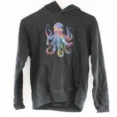 Lone Rock Clothing Black Hoodie Rainbow Octopus Oregon Coast Unisex YM 
