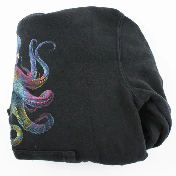 Lone Rock Clothing Black Hoodie Rainbow Octopus Oregon Coast Unisex YM 