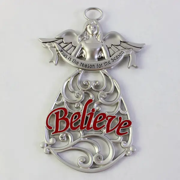 Vtg Silver Metal Christmas Ornament Set Lot 3 Reindeer Angel