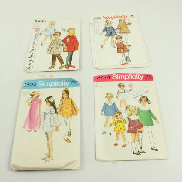 Lot of 4 Vintage Simplicity Child Sewing Patterns 7228 8474 5685 3524