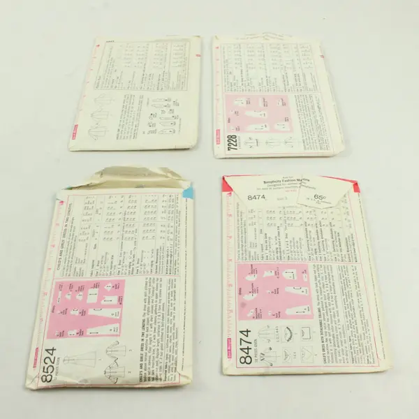 Lot of 4 Vintage Simplicity Child Sewing Patterns 7228 8474 5685 3524