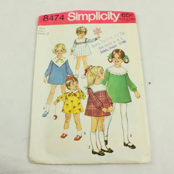 Lot of 4 Vintage Simplicity Child Sewing Patterns 7228 8474 5685 3524