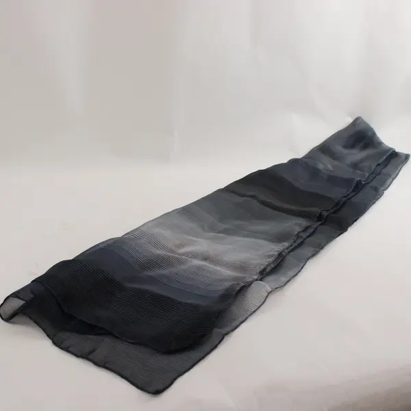 Sheer Shimmery Blue and Gray Striped Scarf 16"x64"