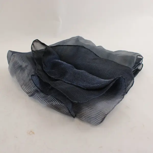 Sheer Shimmery Blue and Gray Striped Scarf 16"x64"