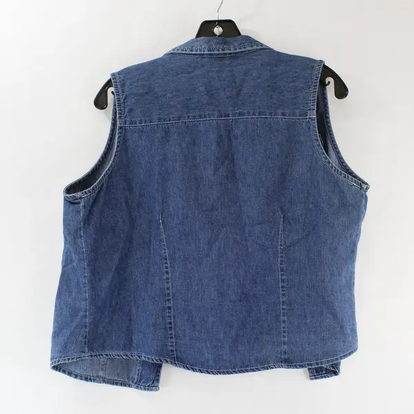 Ellemenno Womens Denim Vest Cotton Blue Button Up Size L
