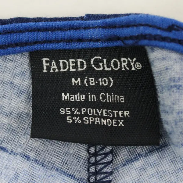 Faded Glory Two Tone Blue Striped V-Neck Short Sleeve Dress Size M