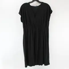 Faded Glory Black Midi V-Neck Dress with Waist Tie Size M
