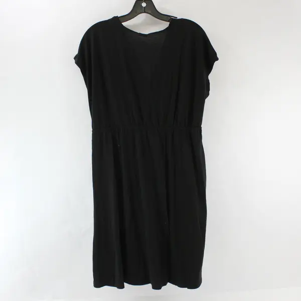 Faded Glory Black Midi V-Neck Dress with Waist Tie Size M