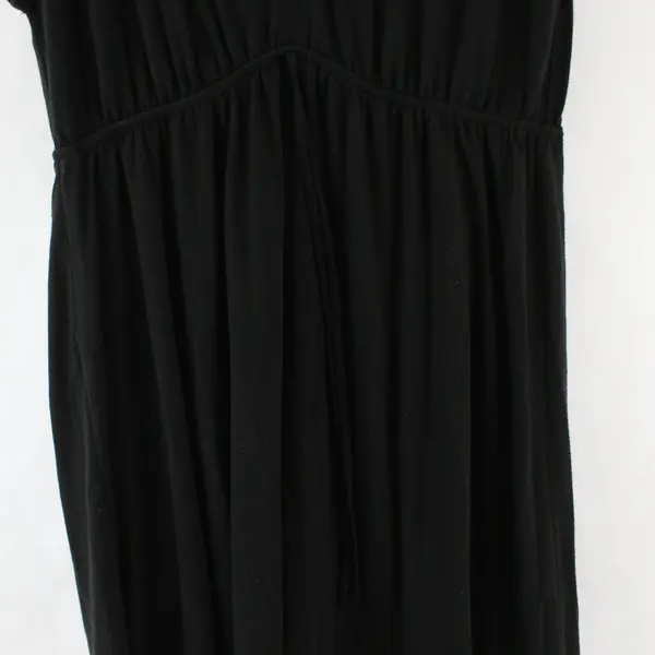 Faded Glory Black Midi V-Neck Dress with Waist Tie Size M