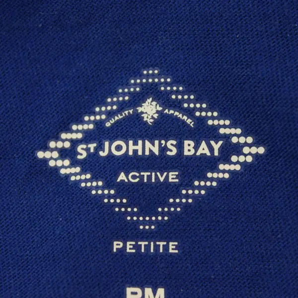 St. John's Bay Women Blue Long Sleeve Split Neck T-Shirt Petite Medium