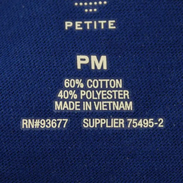 St. John's Bay Women Blue Long Sleeve Split Neck T-Shirt Petite Medium