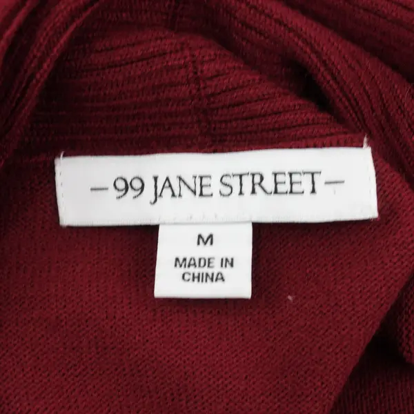 99 Jane Street Women's Open Front Burgundy Cardigan Size M