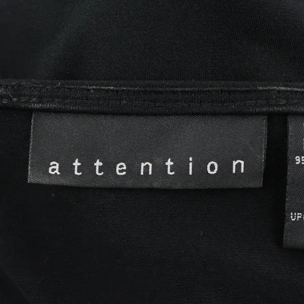 Attention Black Faux Wrap 3/4 Sleeve Stretch Front Waist Tie Top M