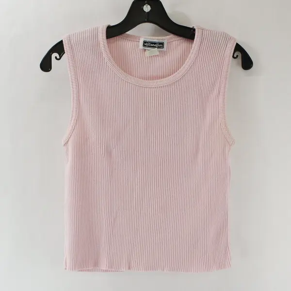 Xhilaration Light Pink Wide Strapped Ribbed Tank Top Women's L