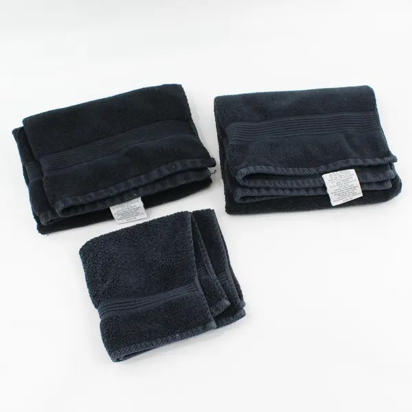 Lexington Lot of 3 Black Washcloth & Hand Towels Cotton Small/Medium