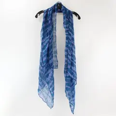 Turquoise and Periwinkle Abstract Art Print Sheer Wrap Scarf