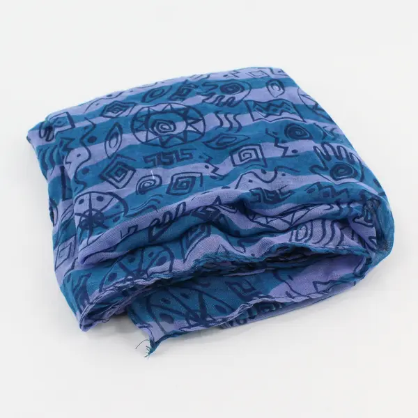 Turquoise and Periwinkle Abstract Art Print Sheer Wrap Scarf
