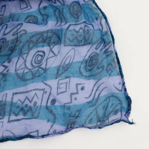 Turquoise and Periwinkle Abstract Art Print Sheer Wrap Scarf
