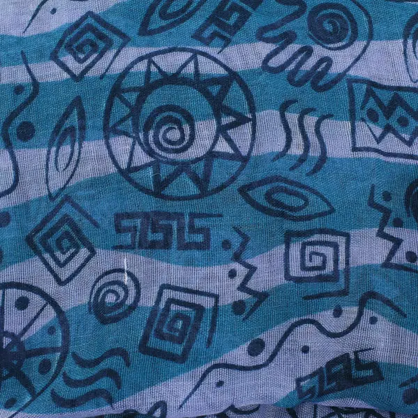 Turquoise and Periwinkle Abstract Art Print Sheer Wrap Scarf