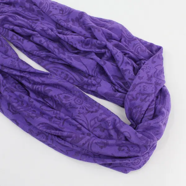 Purple Sheer Paisley Scroll Infinity Scarf