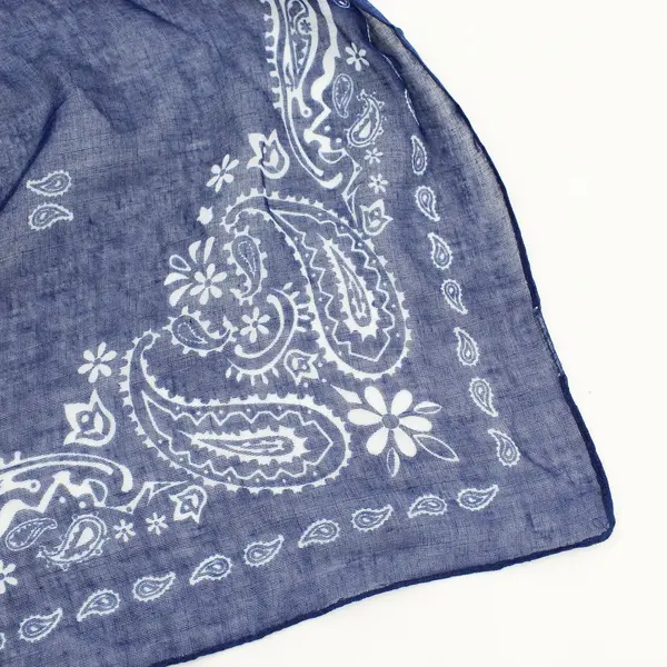 Blue and White Sheer Paisley Print Women's Wrap Neck Scarf