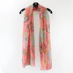 Pink Sheer Floral Women's Neck Wrap Scarf