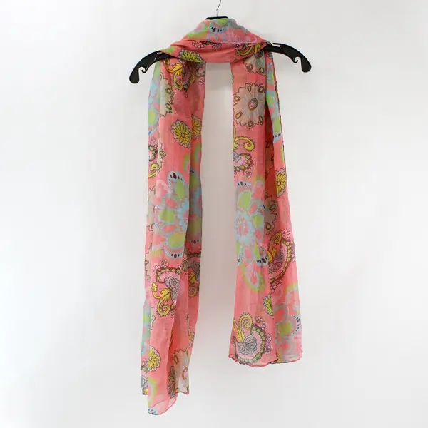 Pink Sheer Floral Women's Neck Wrap Scarf
