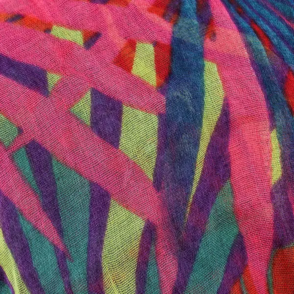 Multicolor Leaf Print Sheer Women's Wrap Neck Scarf with Distressed Ends