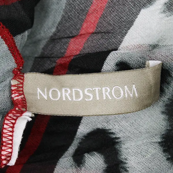 Nordstrom Gray Leopard Print and Red Striped Women's Sheer Wrap Neck Scarf