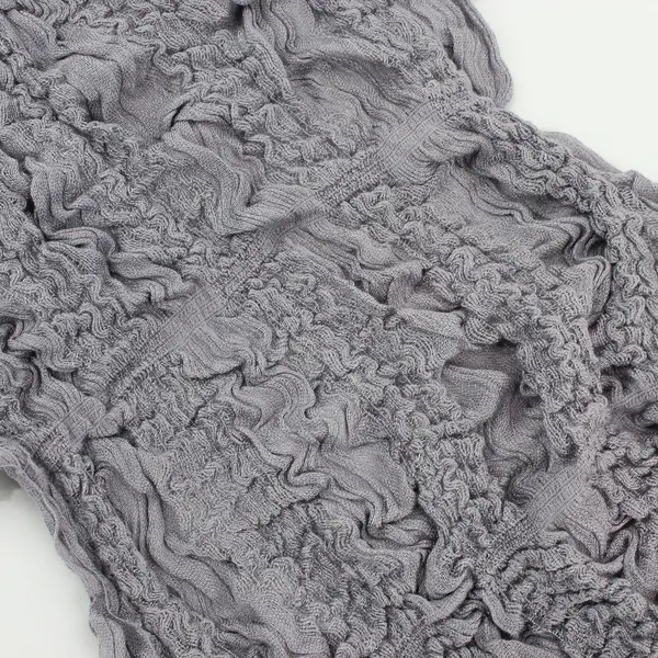 Women's Gray Lightweight Ruffle Head Neck Scarf Tassels