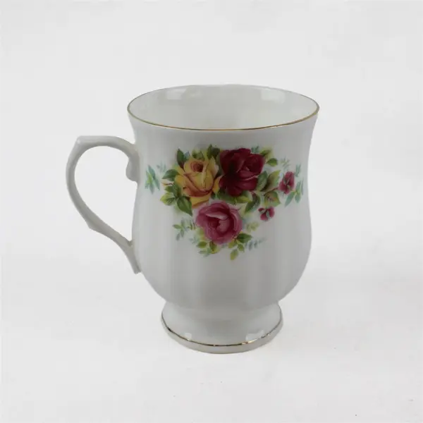 Four Floral Hitkari Potteries Bone China Cups - Made in India