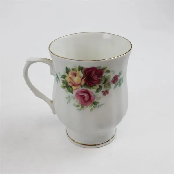 Four Floral Hitkari Potteries Bone China Cups - Made in India