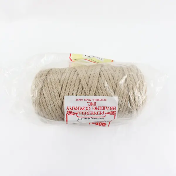 6mm Bonnie Braid Macrame Cord Yarn 100yd Roll DIY Crafts Sealed Tan Color