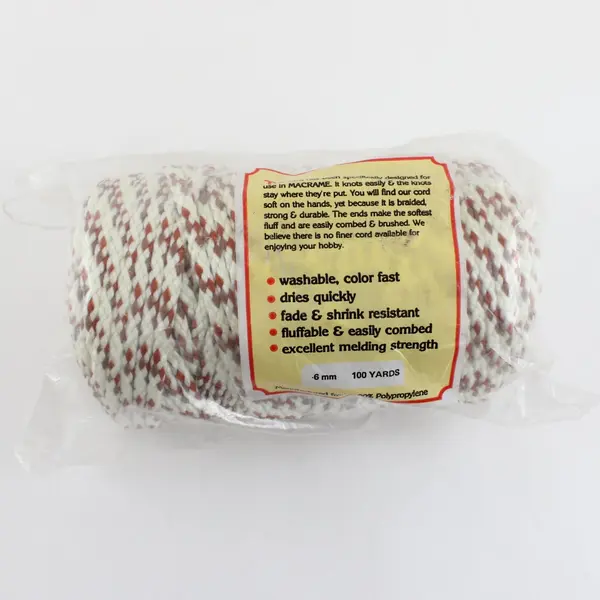 Pepperell Bonnie Macrame Braid 6MM 100 Yards Red White