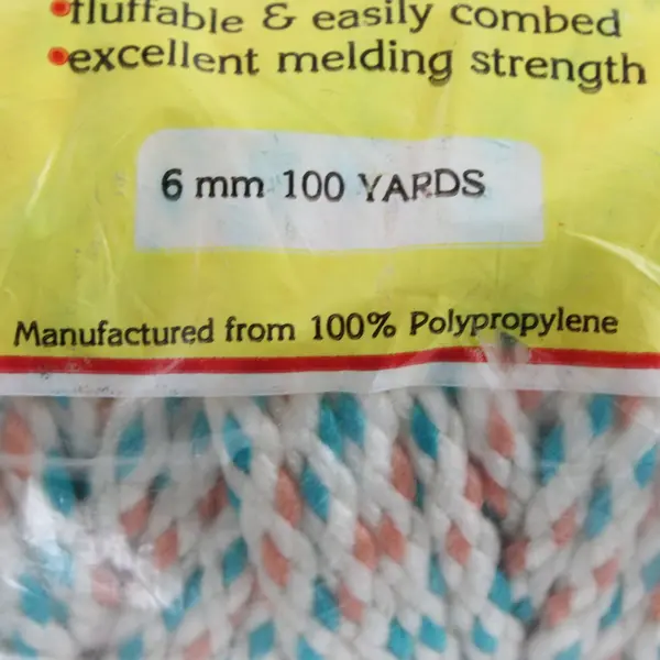 Vintage BONNIE Macrame Braid 6MM - 100 Yards Teal, Peach, White Polypropylene 