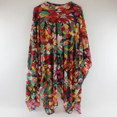 Cha Cha Vente Sheer Multicolor Floral Print Tunic Blouse Women's 1X
